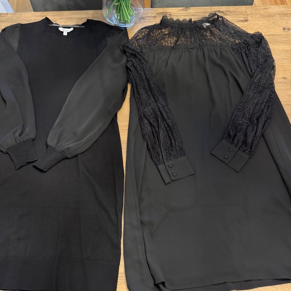 NWOT Reitmans Black Dress Duo Lot - Lace A-Line & Knit Sheer Puff Sleeve Tops - - Picture 1 of 13